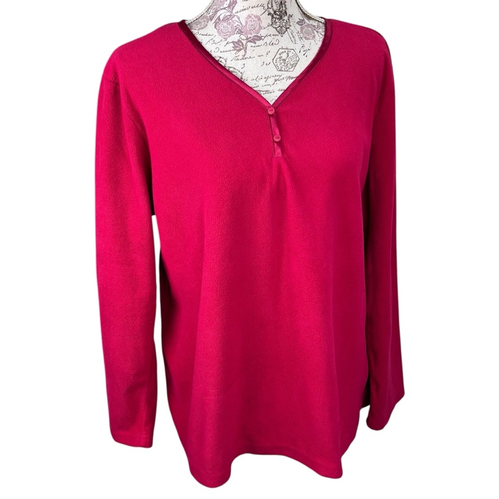VTG Oscar de La Renta Women’s Red Long Sleeve Pullover Sleepwear XL Classic 90s